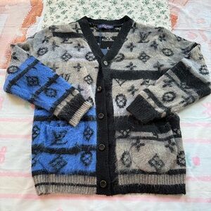 Louis Vuitton Monogram Mohair Cardigan In Blue Tones